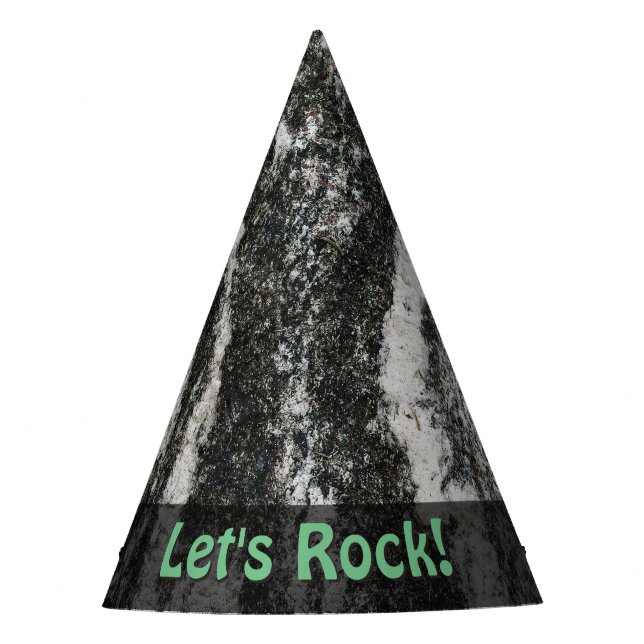 Nature Lets Rock Geology Grey Stone any Text Party Hat (Front)