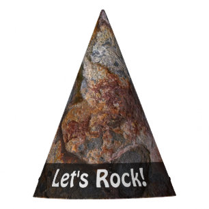 Nature Lets Rock Geology Grungy Stone any Text Party Hat