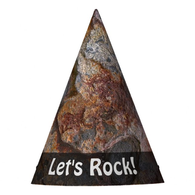 Nature Lets Rock Geology Grungy Stone any Text Party Hat (Front)