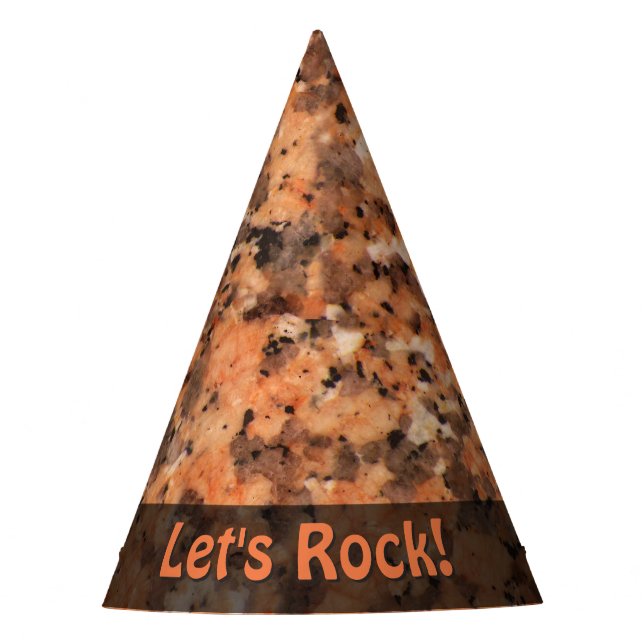 Nature Lets Rock Geology Orange Granite any Text Party Hat (Front)