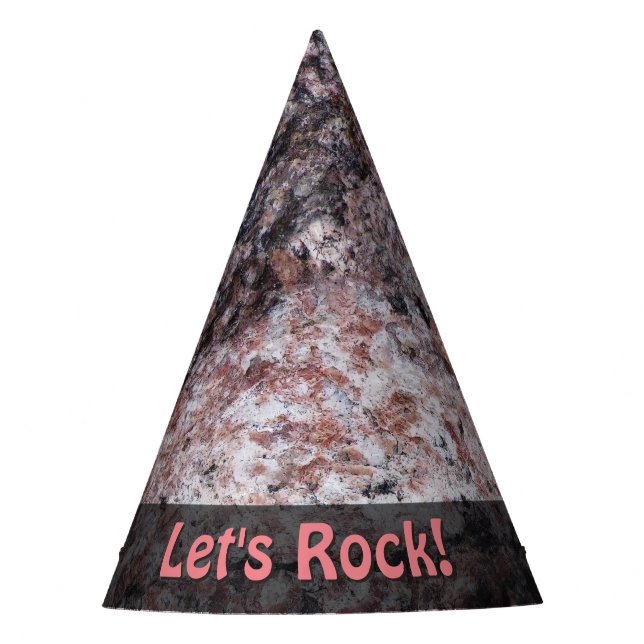 Nature Lets Rock Geology Pinkish any Text Party Hat (Front)