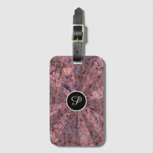 Nature Light Beams Pink Rock Texture Monogram Luggage Tag