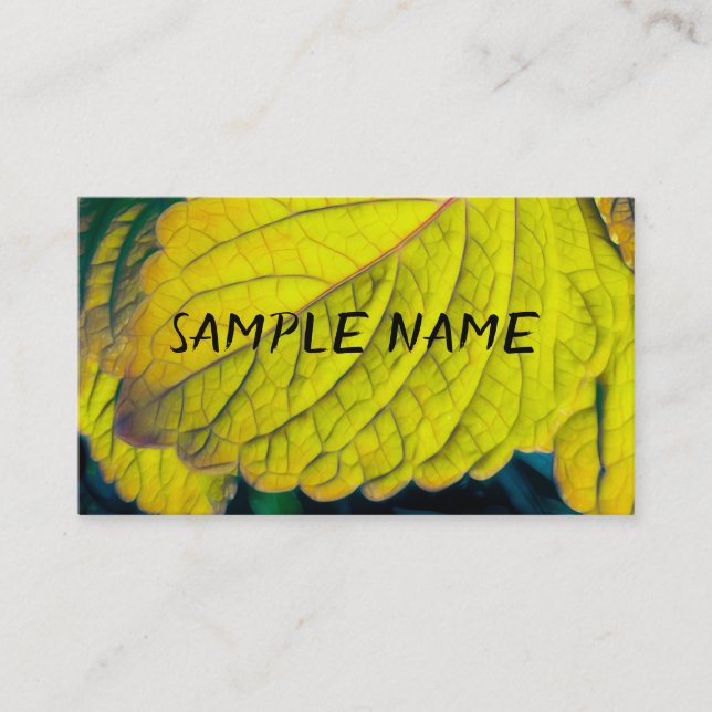 nature lime green leaves photography plants  business card (Front)