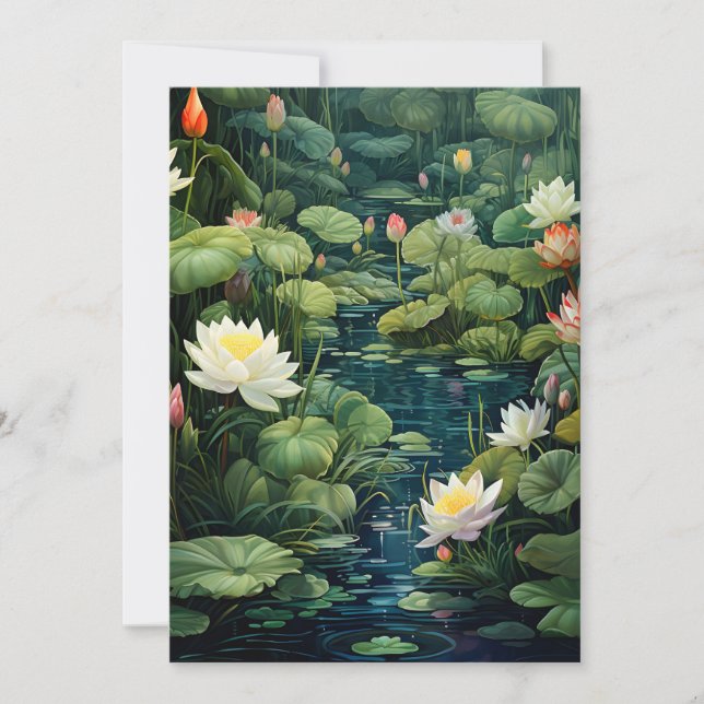 Nature Lotus Water Lily Pond Landscape Announcement (Front)