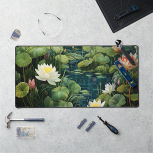 Nature Lotus Water Lily Pond Landscape Desk Mat