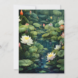 Nature Lotus Water Lily Pond Landscape Holiday Card