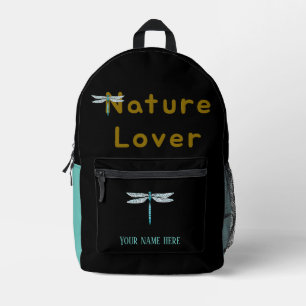 nature lover, dragonfly (name) printed backpack