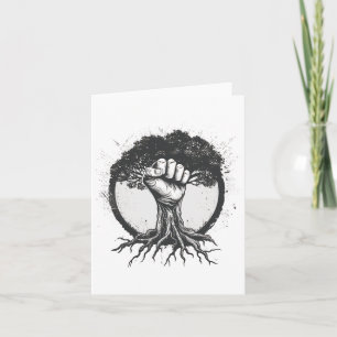 Nature Lover Environmentalist Fist Tree Roots Eart Card