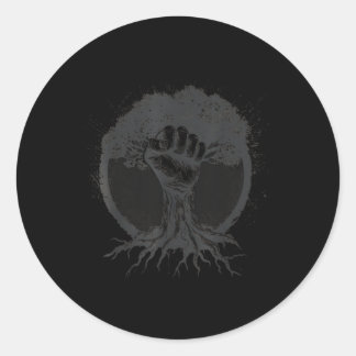 Nature Lover Environmentalist Fist Tree Roots Eart Classic Round Sticker