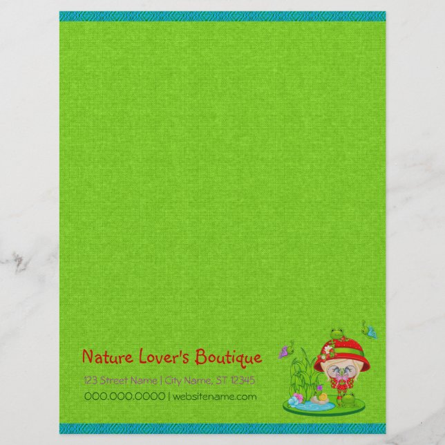 Nature Lover Frog Faery Letterhead Template (Front)