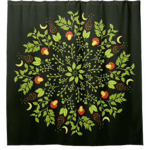 Nature Lover Mandala - Potions, Mushrooms, Leaves Shower Curtain
