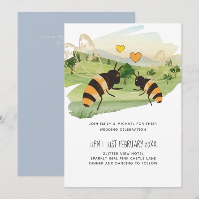 Nature Lovers Countryside Bees Wedding (Front/Back)