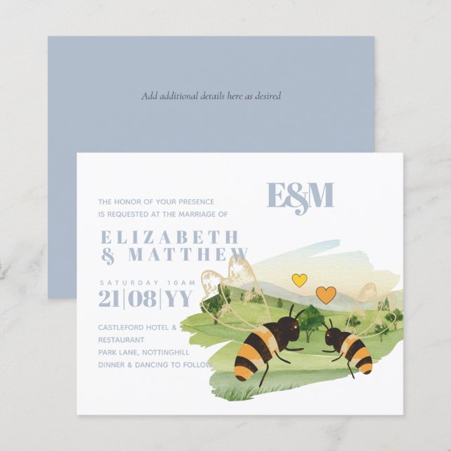 Nature Lovers Countryside Bees Wedding (Front/Back)