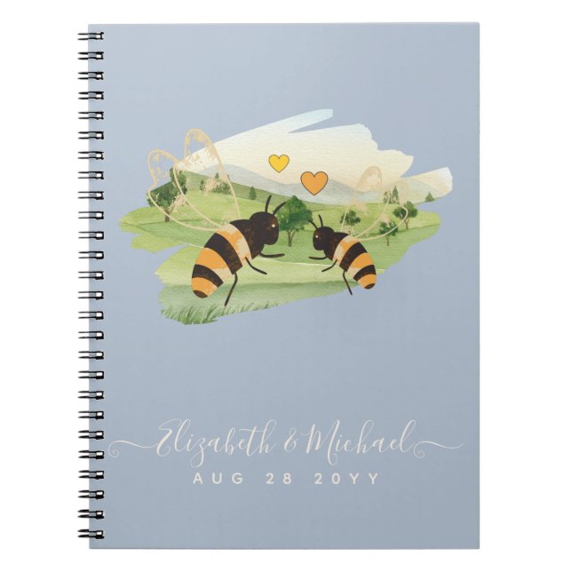 Nature Lovers Countryside Bees Wedding Notebook (Front)