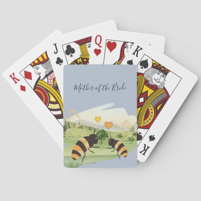 Nature Lovers Countryside Bees Wedding Playing Cards (Back)