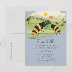 Nature Lovers Countryside Bees Wedding Postcard