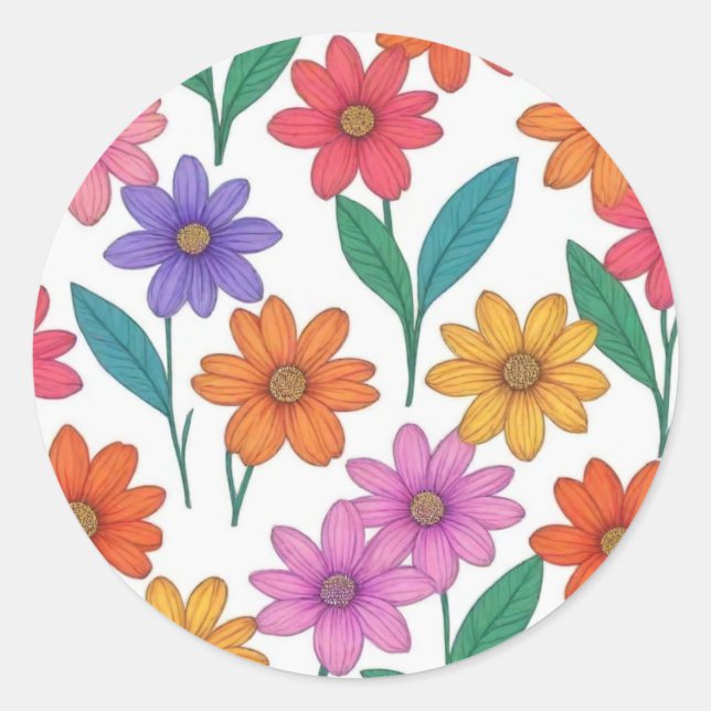Nature Lovers, Nature Art, Flowers Classic Round Sticker (Front)