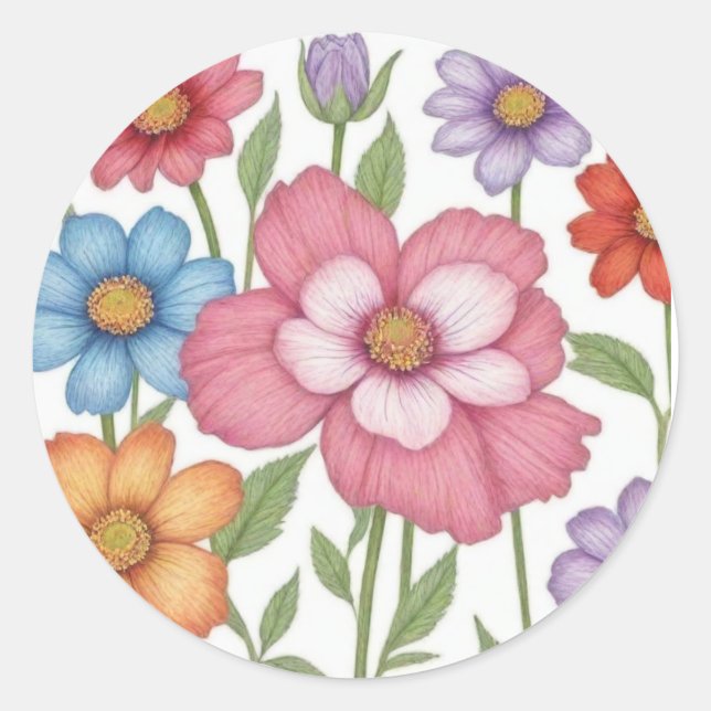 Nature Lovers, Nature Art, flowers Classic Round Sticker (Front)