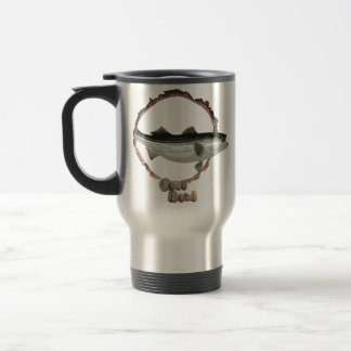 Nature lovers striped bass travel mug. travel mug