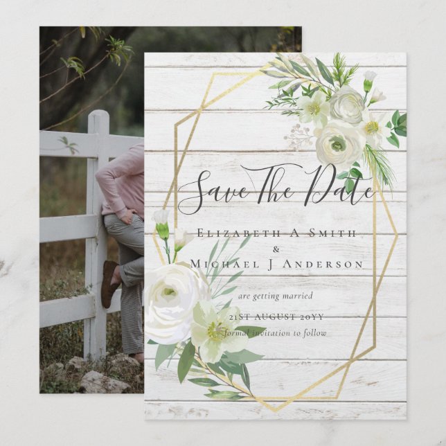 Nature Lovers Wedding Foral Greenery Rustic Boho  (Front/Back)