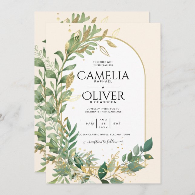 Nature Lovers Wedding Foral Greenery Rustic Boho  Invitation (Front/Back)