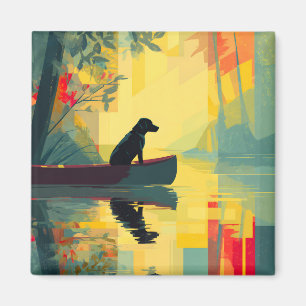 Nature Minimalist Black Labrador Canoe Magnet