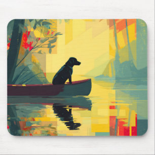 Nature Minimalist Black Labrador Canoe Mouse Mat