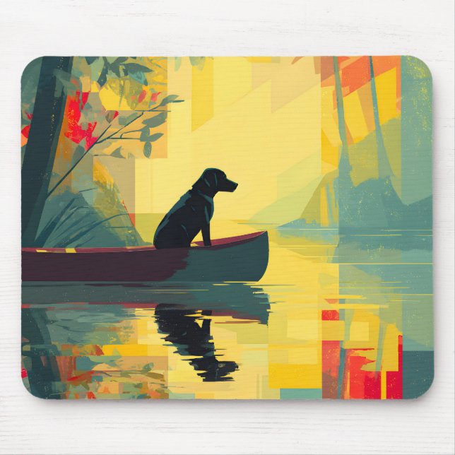 Nature Minimalist Black Labrador Canoe Mouse Mat (Front)