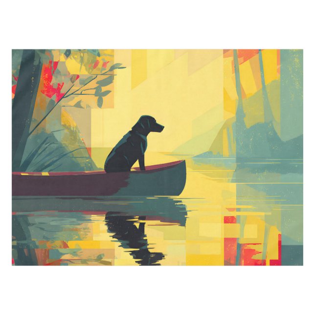Nature Minimalist Black Labrador Canoe Tablecloth (Front (Horizontal))