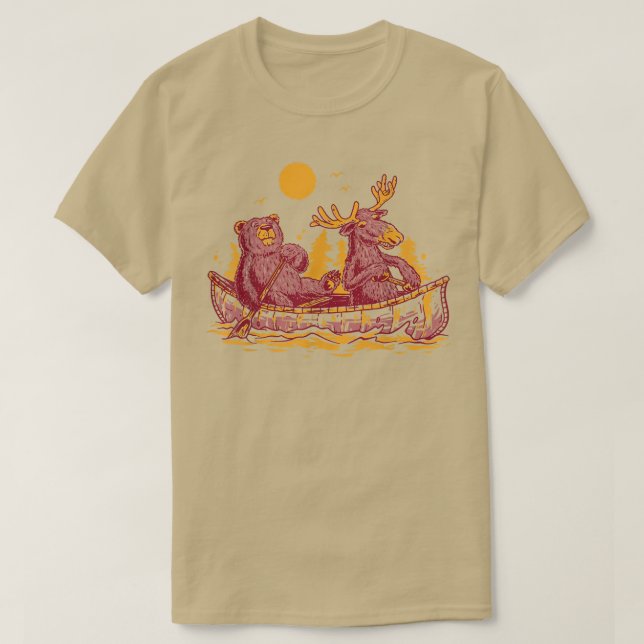 Nature Moose Forest Bear Canoe  T-Shirt (Design Front)