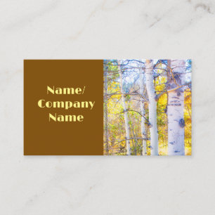 nature mountain aspen trees  autumn colours photo  business card