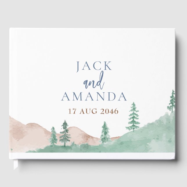 Nature Mountain Forest Wedding Guestbook (Front)