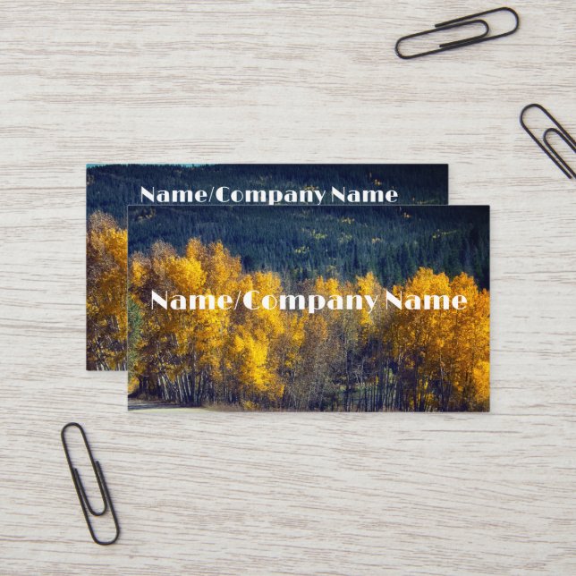 nature mountain yellow aspen fall landscape business card (Front/Back In Situ)