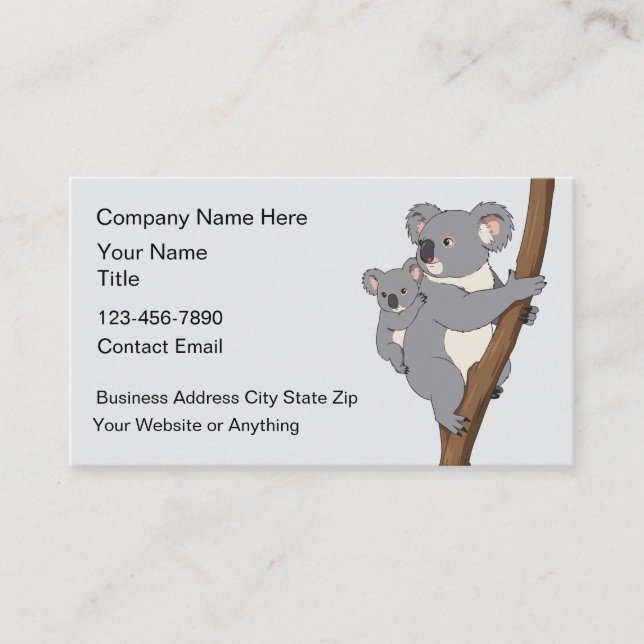 Nature Natural Koala Bear Theme Business Card (Front)