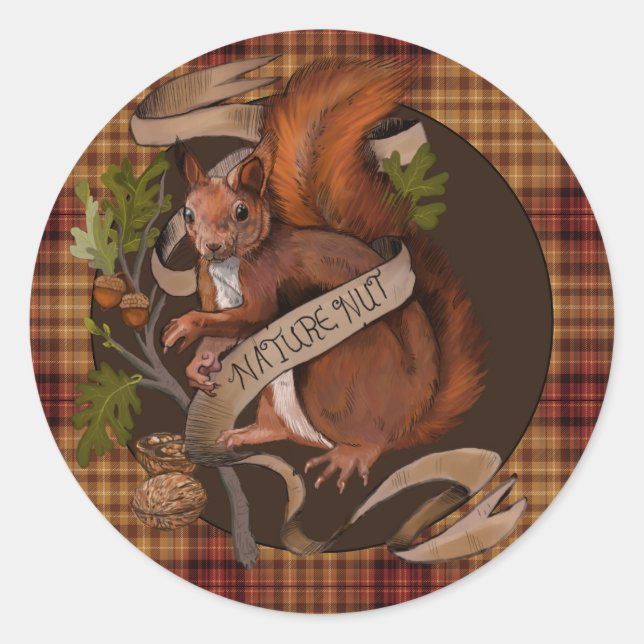 Nature Nut Squirrel Classic Round Sticker (Front)