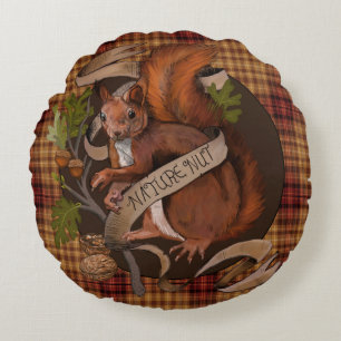 Nature Nut Squirrel Round Pillow