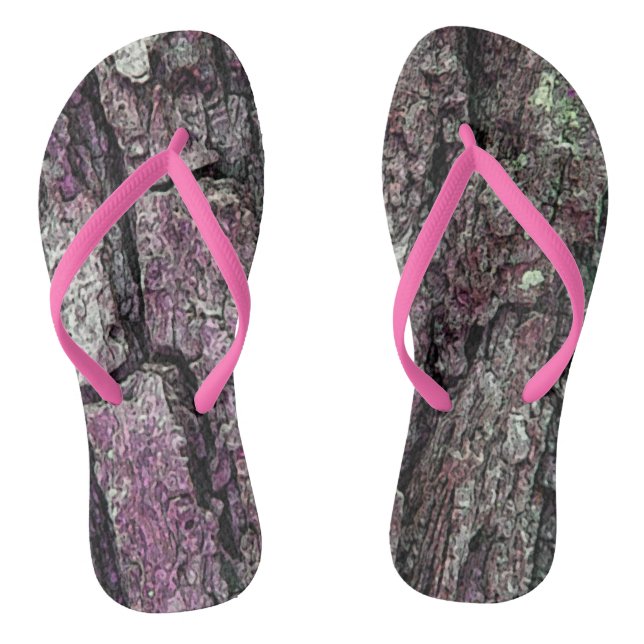 Nature Old Pine Bark Purple Flip Flops (Footbed)