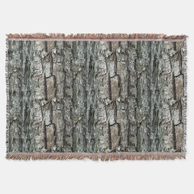 Nature Old Pine Bark Rustic Throw Blanket (Front)