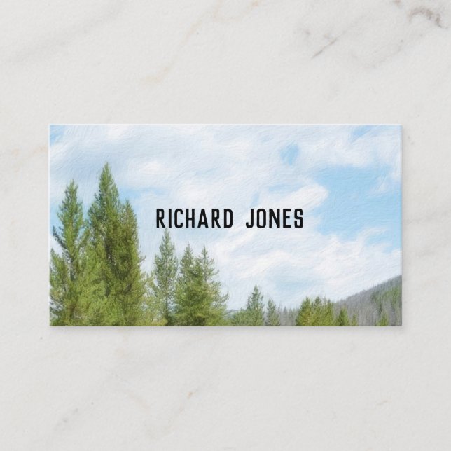 nature outdoors mountain pine trees blue sky business card (Front)