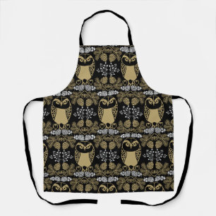 Nature Owl Folk Art Apron