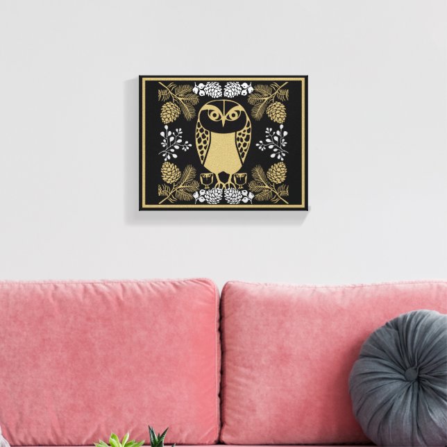 Nature Owl Folk Art Canvas Print (Insitu(LivingRoom))