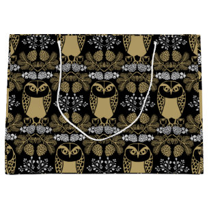 Nature Owl Folk Art Large Gift Bag