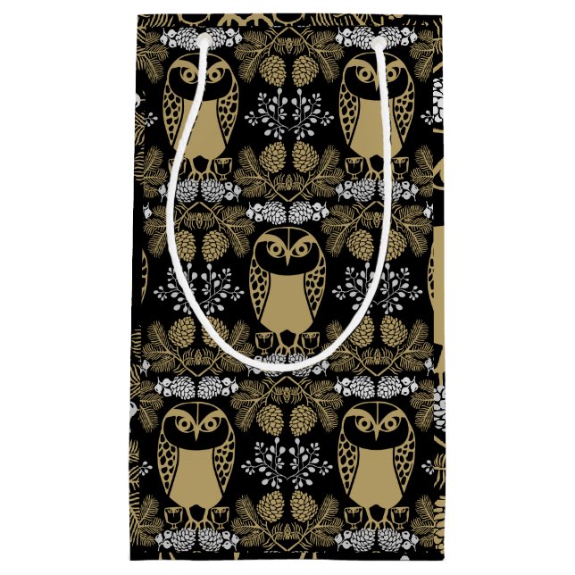 Nature Owl Folk Art Small Gift Bag (Front)