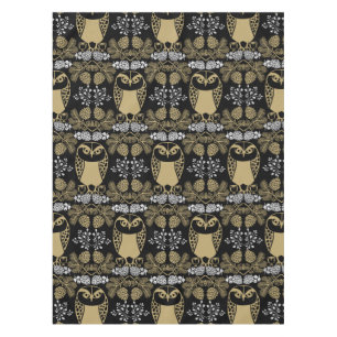 Nature Owl Folk Art Tablecloth