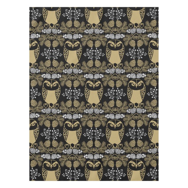 Nature Owl Folk Art Tablecloth (Front)
