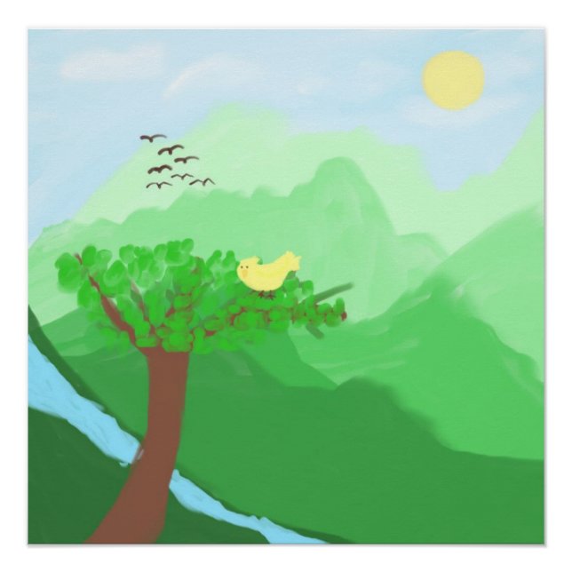 Nature painted with acrylic colours art poster (Front)