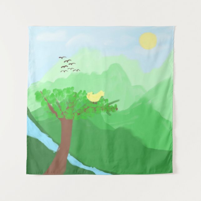 Nature painted with acrylic colours art tapestry (Front)