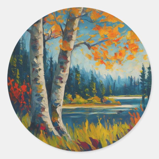 Nature painting  classic round sticker (Front)
