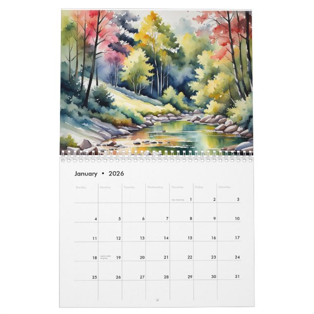  Nature Paintings Calendar (Jan 2026)