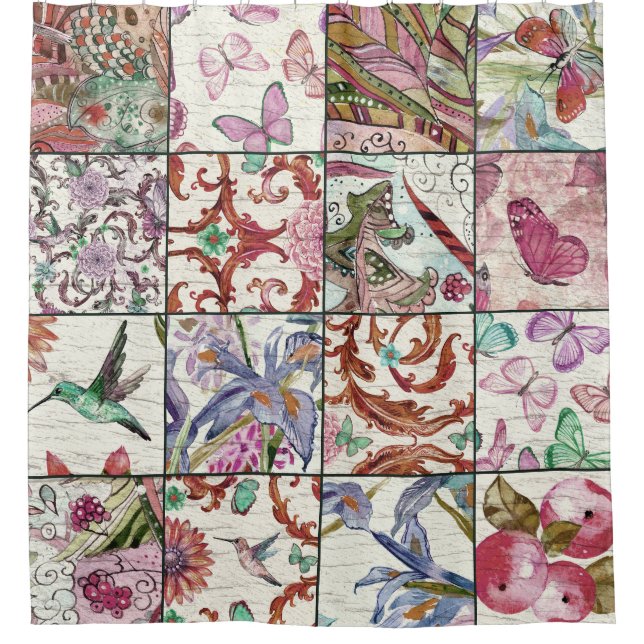 Nature Patchwork: Chic Seamless Background Shower Curtain (Front)